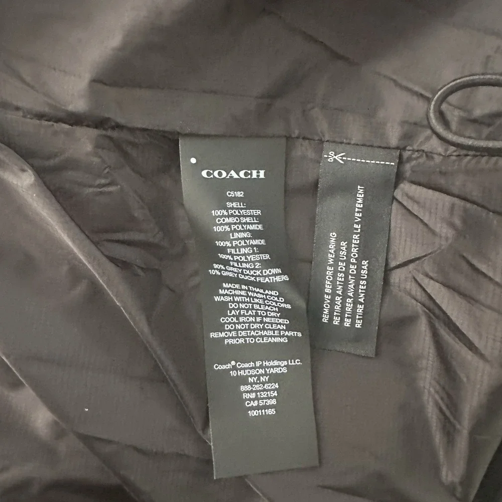 Coach Women's Black‎ Puffer Jacket XL Hooded Winter Coat New With Tags - Picture 11 of 15